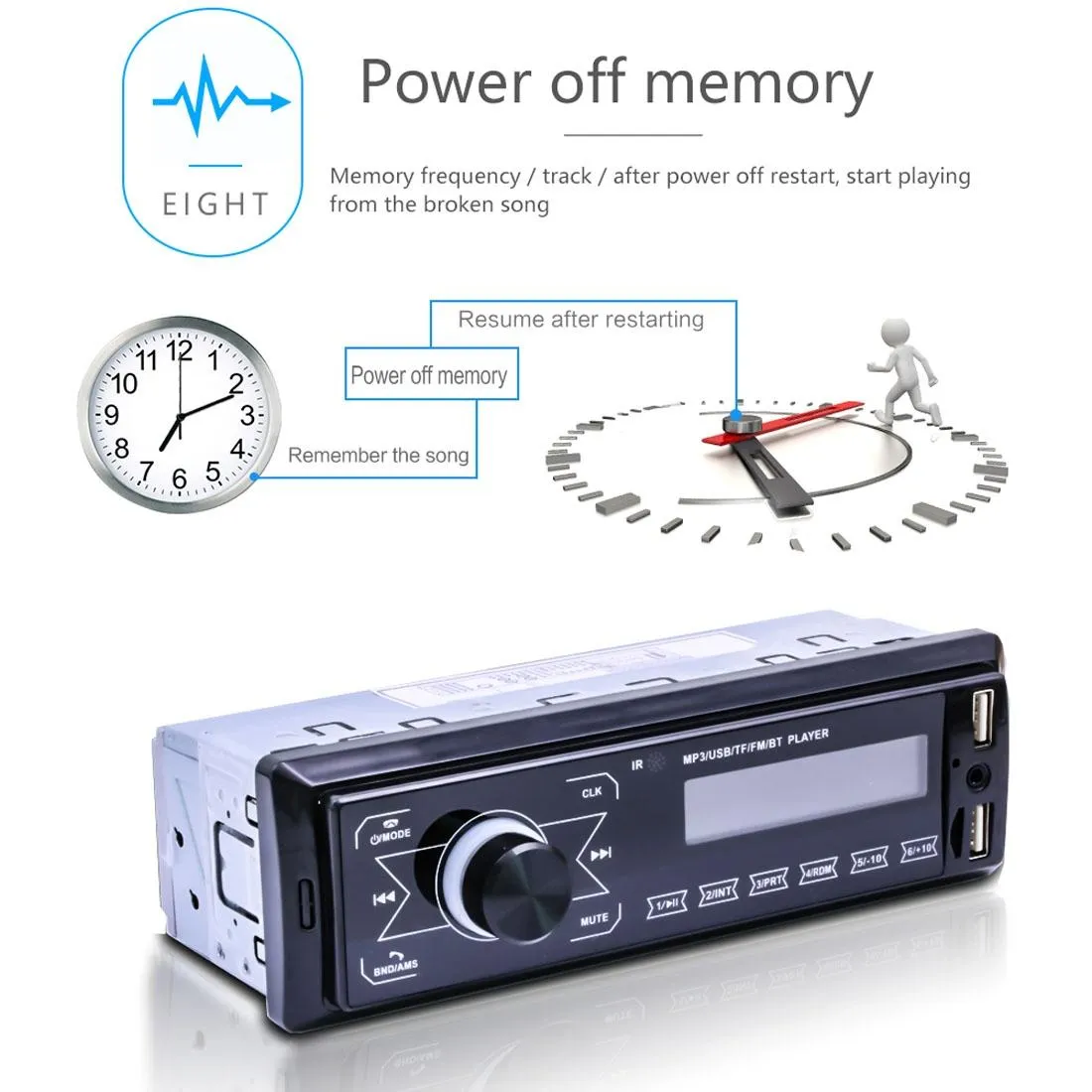 12V Car Radio Receiver Mp3 Player - Bluetooth Fm Usb Sd Card - Hands-Free Calling