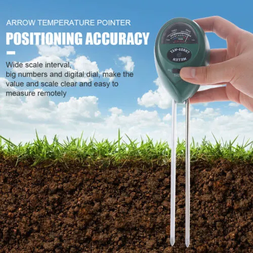 1x Soil PH Tester | Water Moisture 3 in 1 Test Meter Kit | For Garden Plant Testing