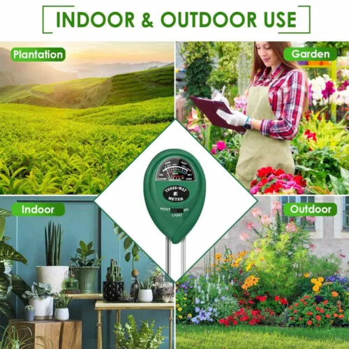 1x Soil pH Tester | Water Moisture 3-in-1 Test Meter Kit | For Garden Plant Testing