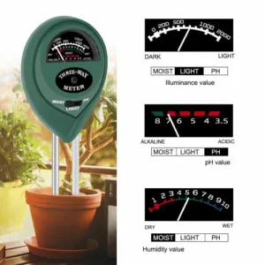 1x Soil pH Tester | Water Moisture 3-in-1 Test Meter Kit | For Garden Plant Testing