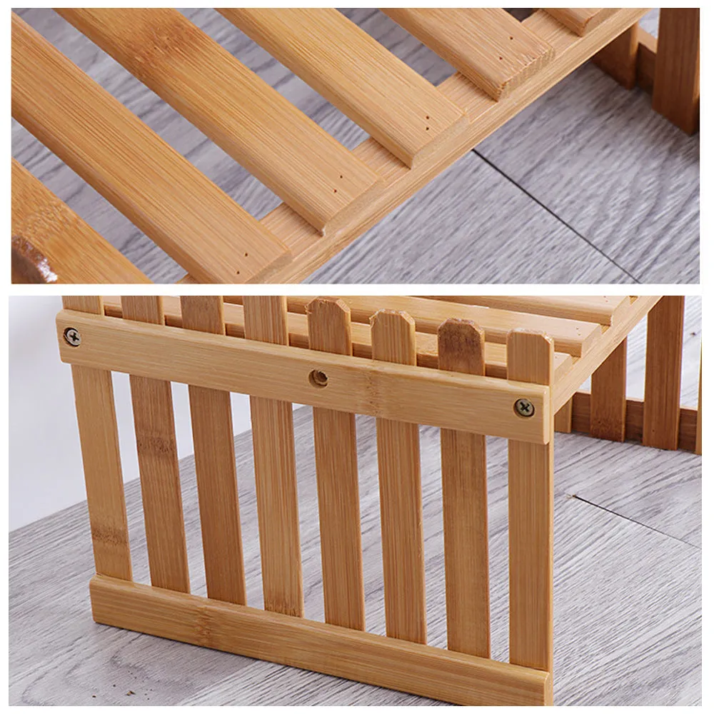 2-Tier Bamboo Plant Stand | Flower Pot Rack | Garden Shelves | Indoor Outdoor Patio