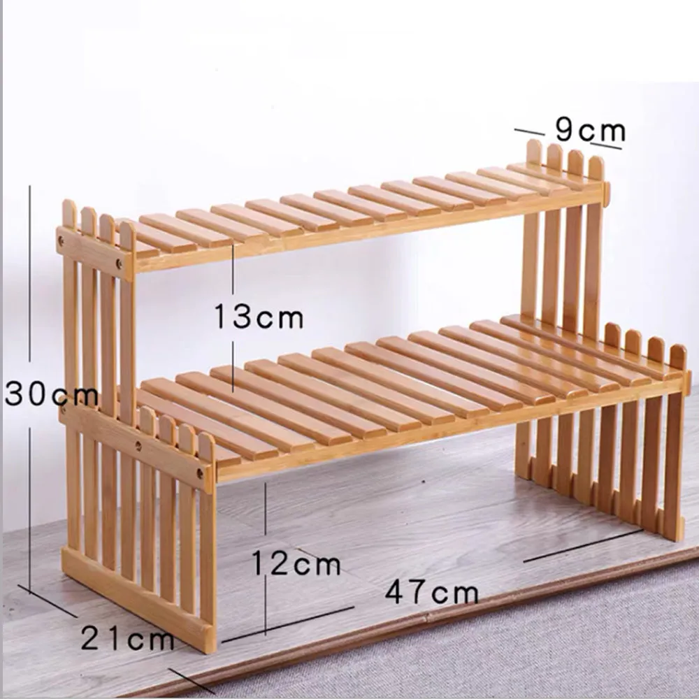 2-Tier Bamboo Plant Stand | Flower Pot Rack | Garden Shelves | Indoor Outdoor Patio