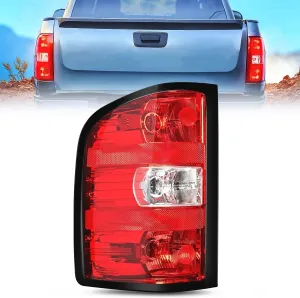 2007-2014 Chevy Silverado 1500 2500HD 3500HD 2007-2013 GMC Sierra 3500HD Tail light Assembly Rear Lamp w/Bulbs and Harness Driver Side