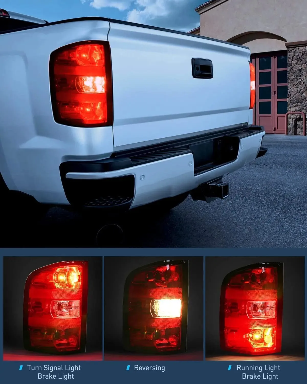 2007-2014 Chevy Silverado 1500 2500HD 3500HD 2007-2013 GMC Sierra 3500HD Tail light Assembly Rear Lamp w/Bulbs and Harness Driver Side