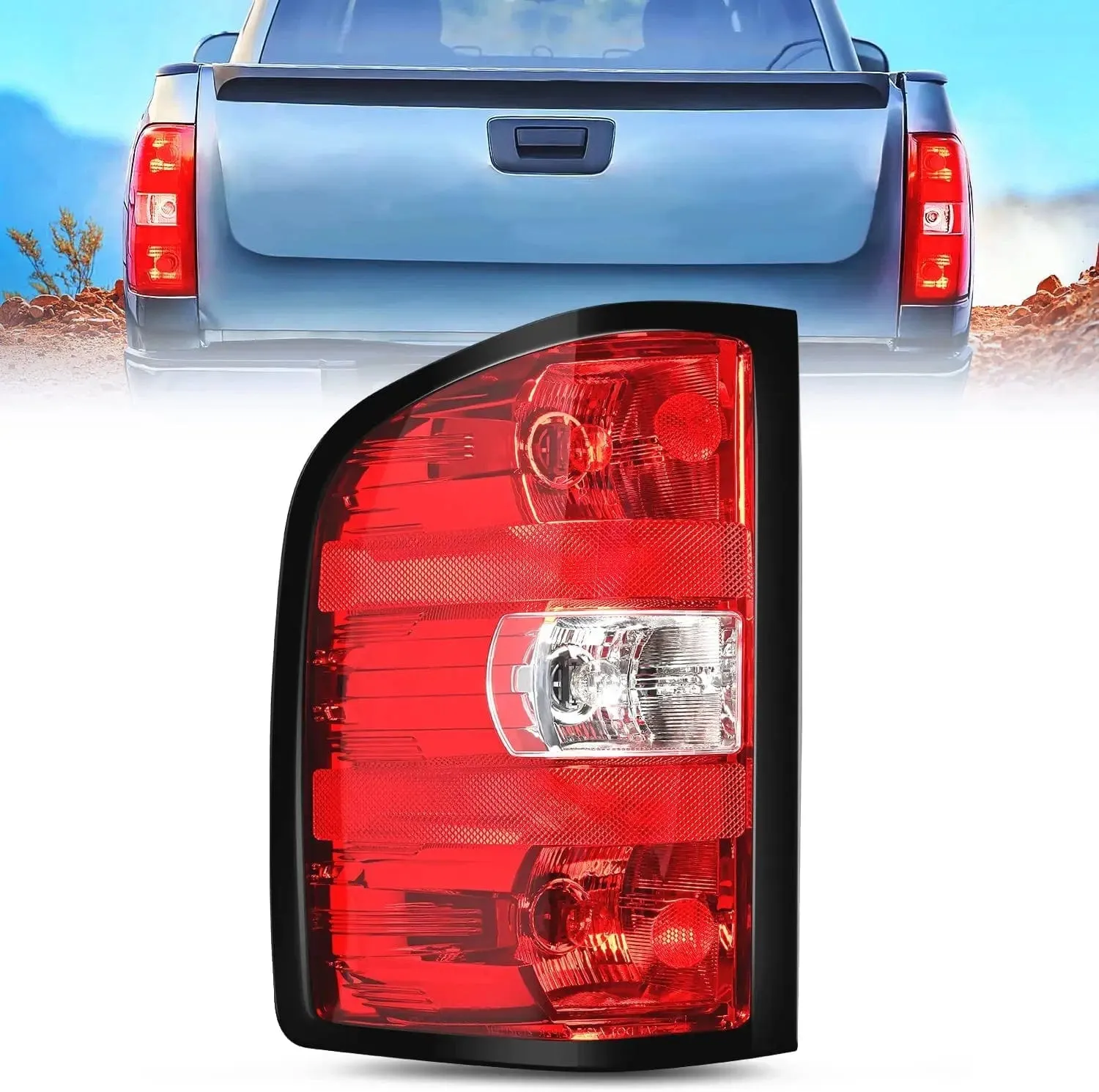2007-2014 Chevy Silverado 1500 2500HD 3500HD 2007-2013 GMC Sierra 3500HD Tail light Assembly Rear Lamp w/Bulbs and Harness Driver Side