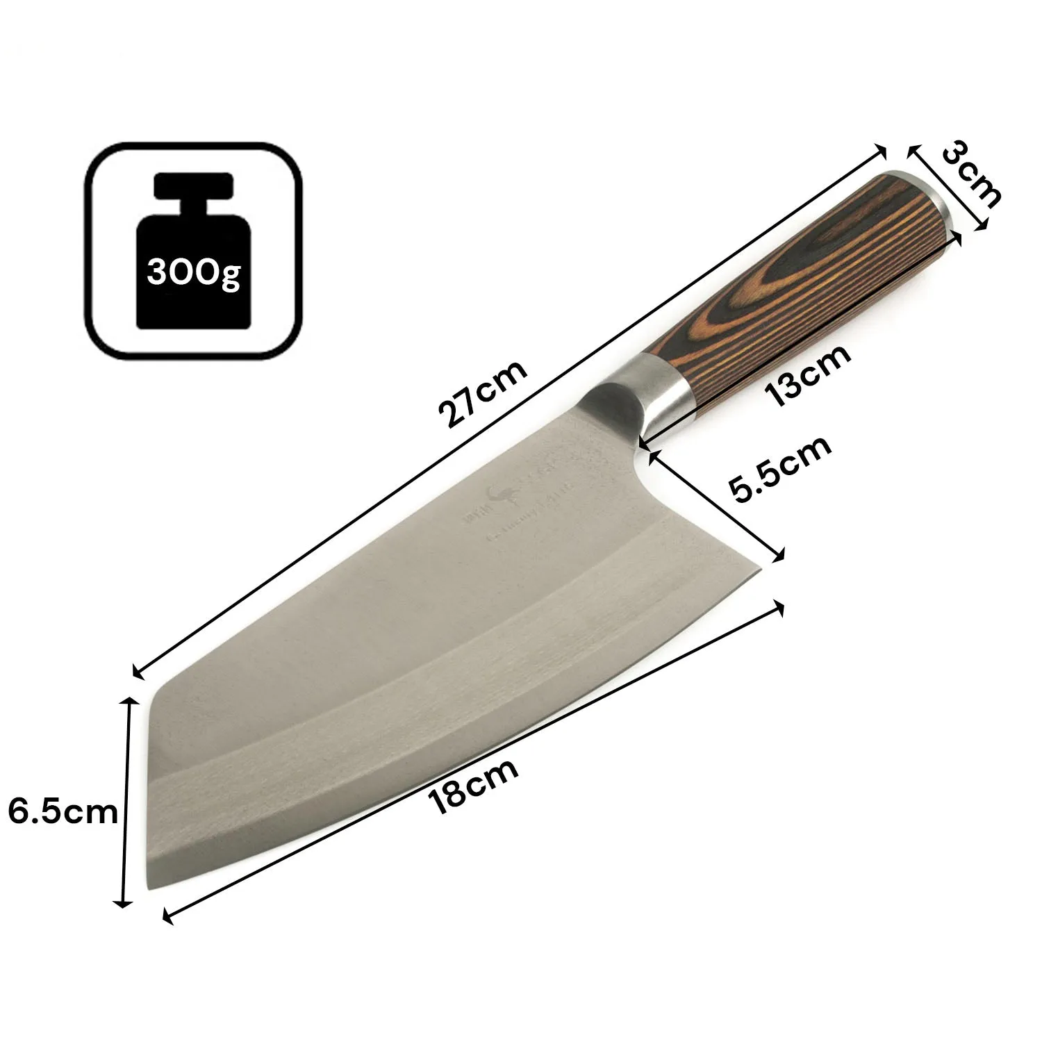 27cm Cleaver Knife | Kitchen Chef Knife | 7 Inch Vegetable Meat Cleaver | Pakkawood Handle