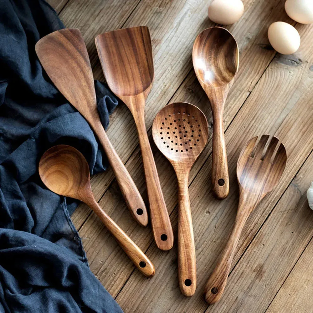 6 / 7 / 8 Piece Non Stick Kitchen Utensil Set With Wooden Handles