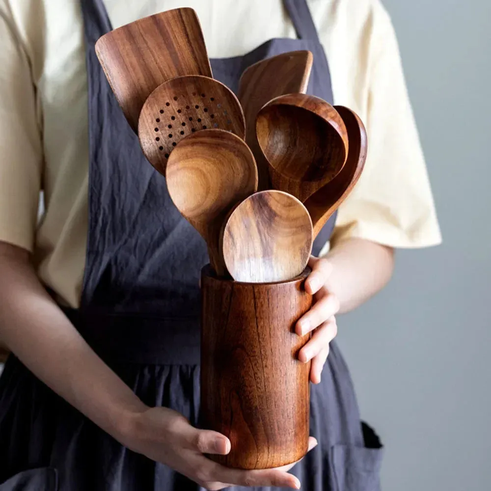 6 / 7 / 8 Piece Non Stick Kitchen Utensil Set With Wooden Handles