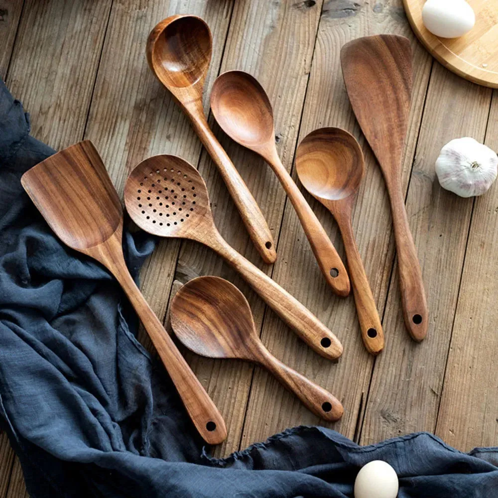 6 / 7 / 8 Piece Non Stick Kitchen Utensil Set With Wooden Handles