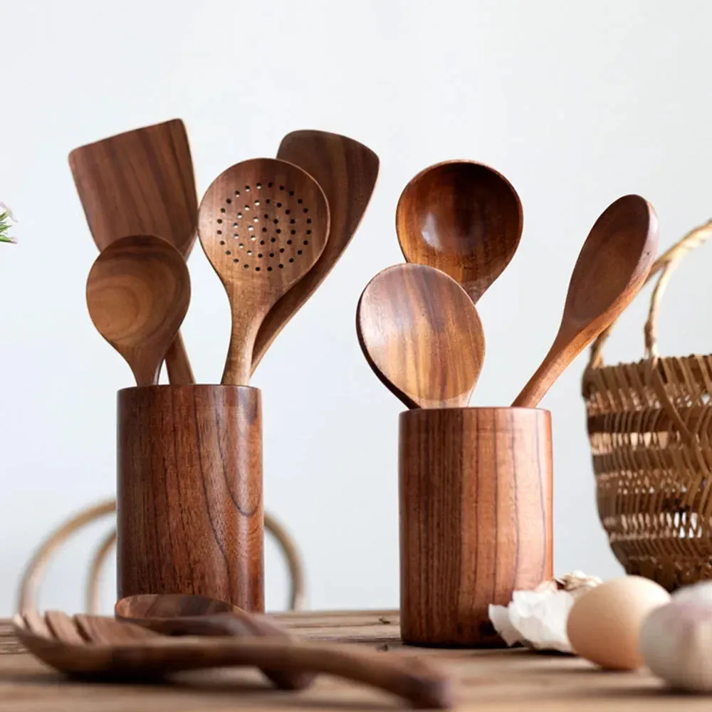 6 / 7 / 8 Piece Non Stick Kitchen Utensil Set With Wooden Handles