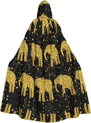 Abstract Elephant Pattern Print Long Cape Unisex Cloak With Hood Halloween Costume Cloak Adult Vampire Witch Cape