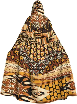 African Style Patchwork Print Long Cape Unisex Cloak With Hood Halloween Costume Cloak Adult Vampire Witch Cape