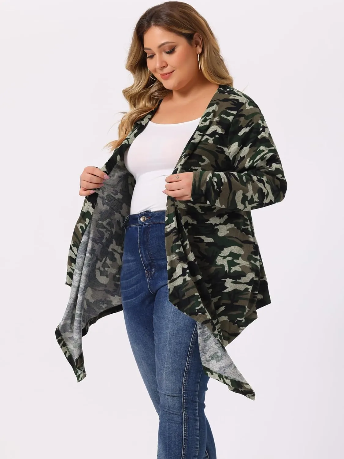 Agnes Orinda Women's Plus Size Cardigans Kimonos Color Block Boho Striped Open Front Cardigan 2024
