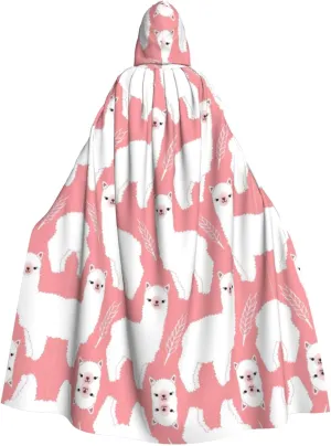 Alpaca Llama Print Long Cape Unisex Cloak With Hood Halloween Costume Cloak Adult Vampire Witch Cape