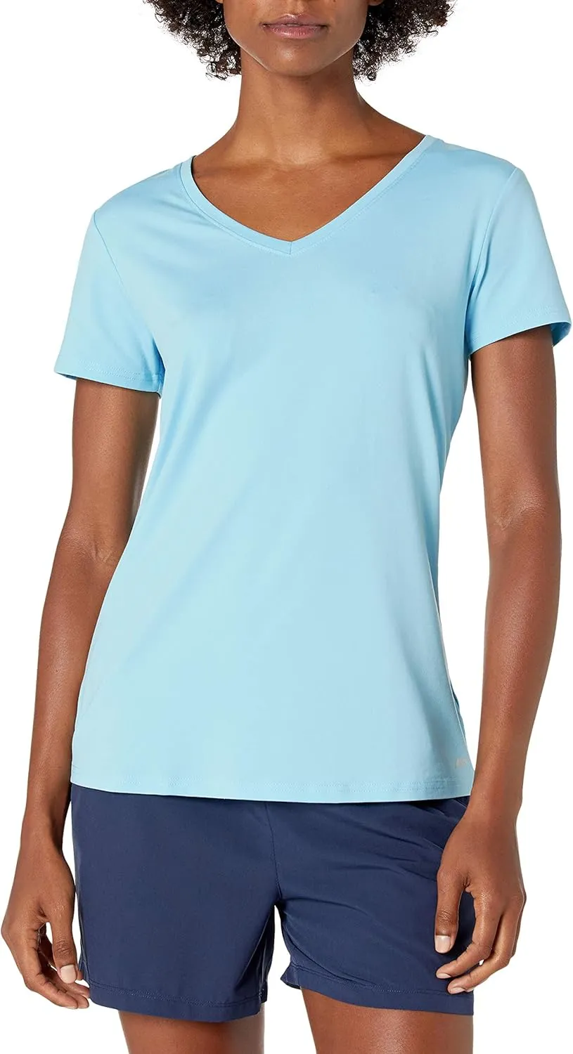 Amazon Essentials Women's Active Quick Dry Tech Stretch Short-Sleeve V-Neck T-Shirt (Available in Plus Size), Pack of 2
