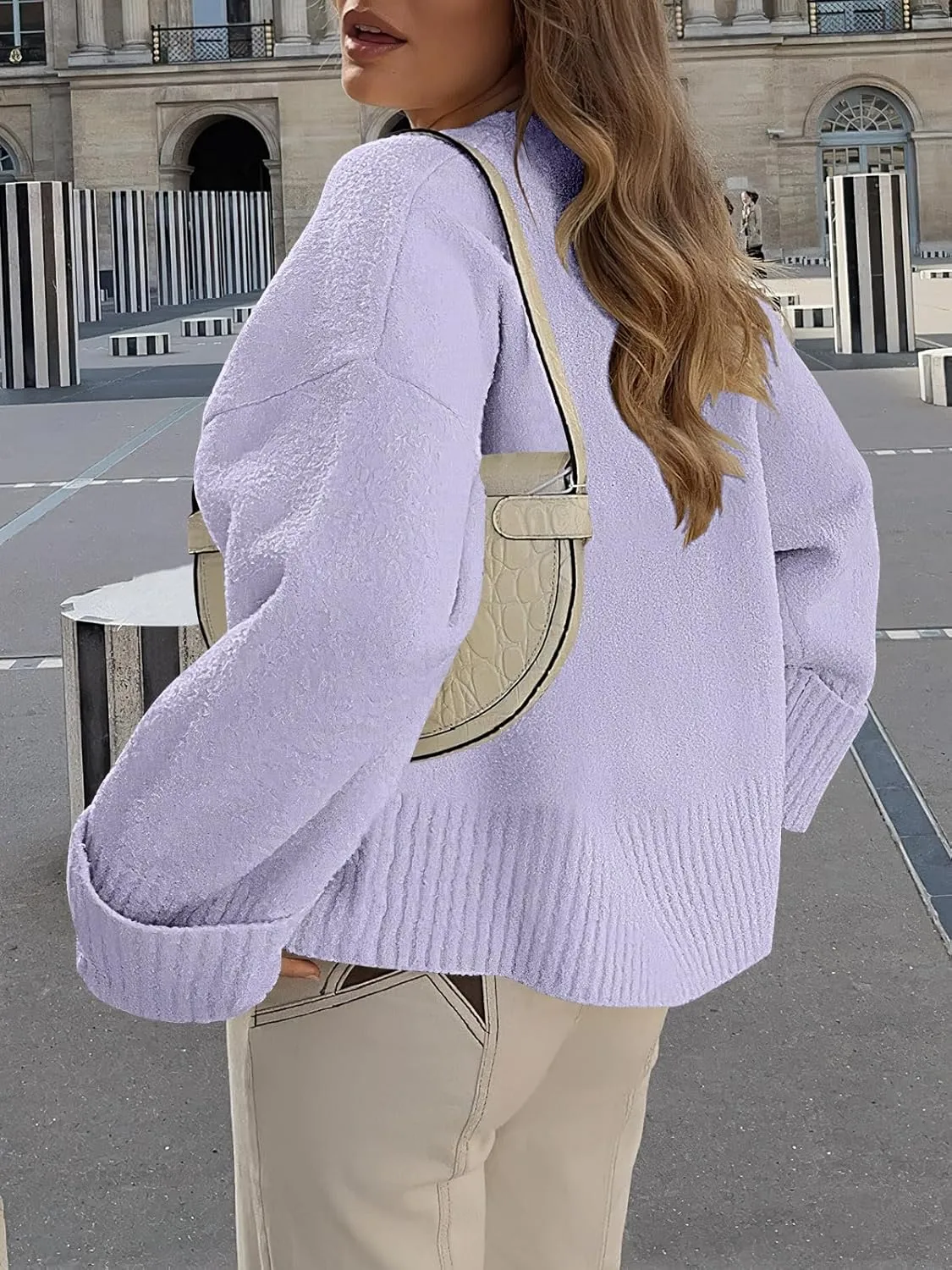 ANRABESS Women's Oversized Crewneck Long Sleeve Fuzzy Knit Casual Chunky Warm 2025 Fall Pullover Sweaters Top Trendy Outfits