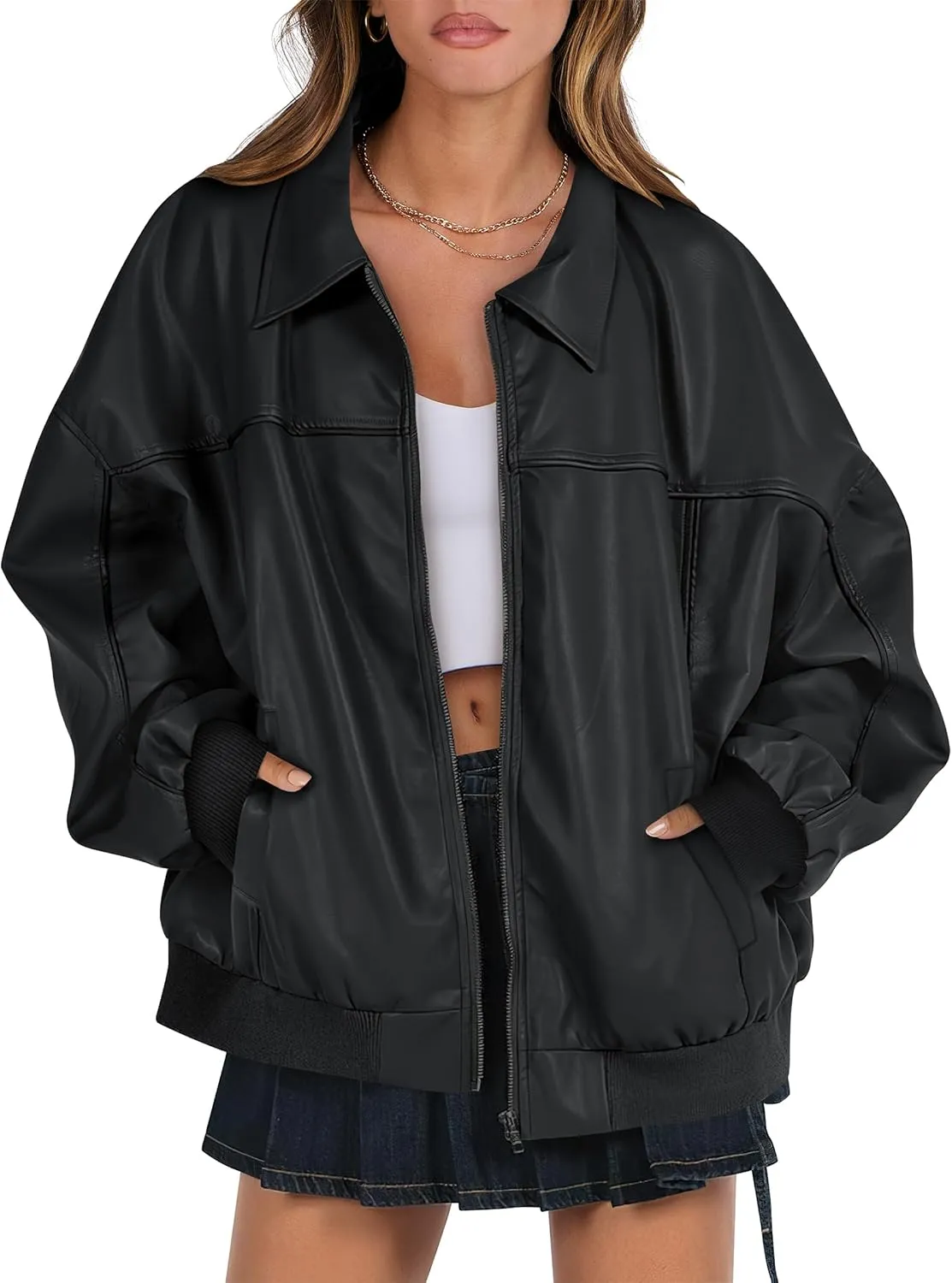 ANRABESS Womens Oversized Leather Jackets Faux Suede Fall Fashion Motorcycle Coats Winter Outfits Clothes 2025