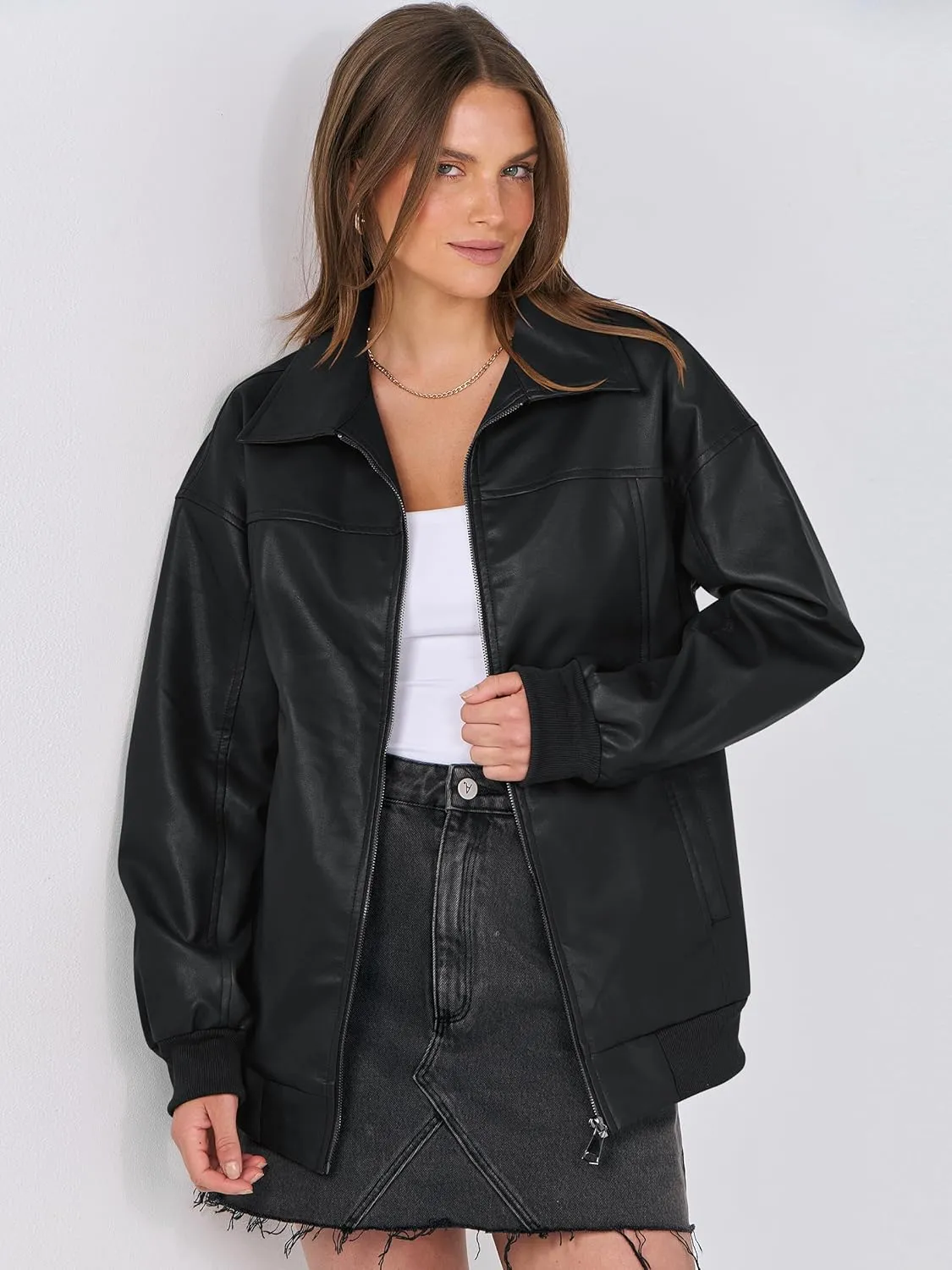 ANRABESS Womens Oversized Leather Jackets Faux Suede Fall Fashion Motorcycle Coats Winter Outfits Clothes 2025