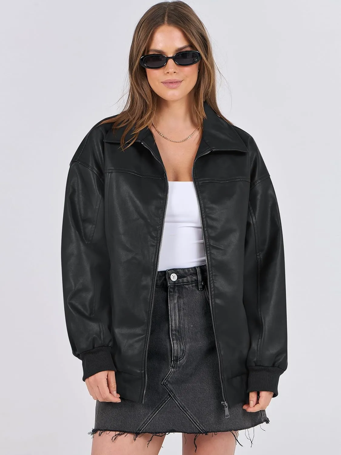 ANRABESS Womens Oversized Leather Jackets Faux Suede Fall Fashion Motorcycle Coats Winter Outfits Clothes 2025