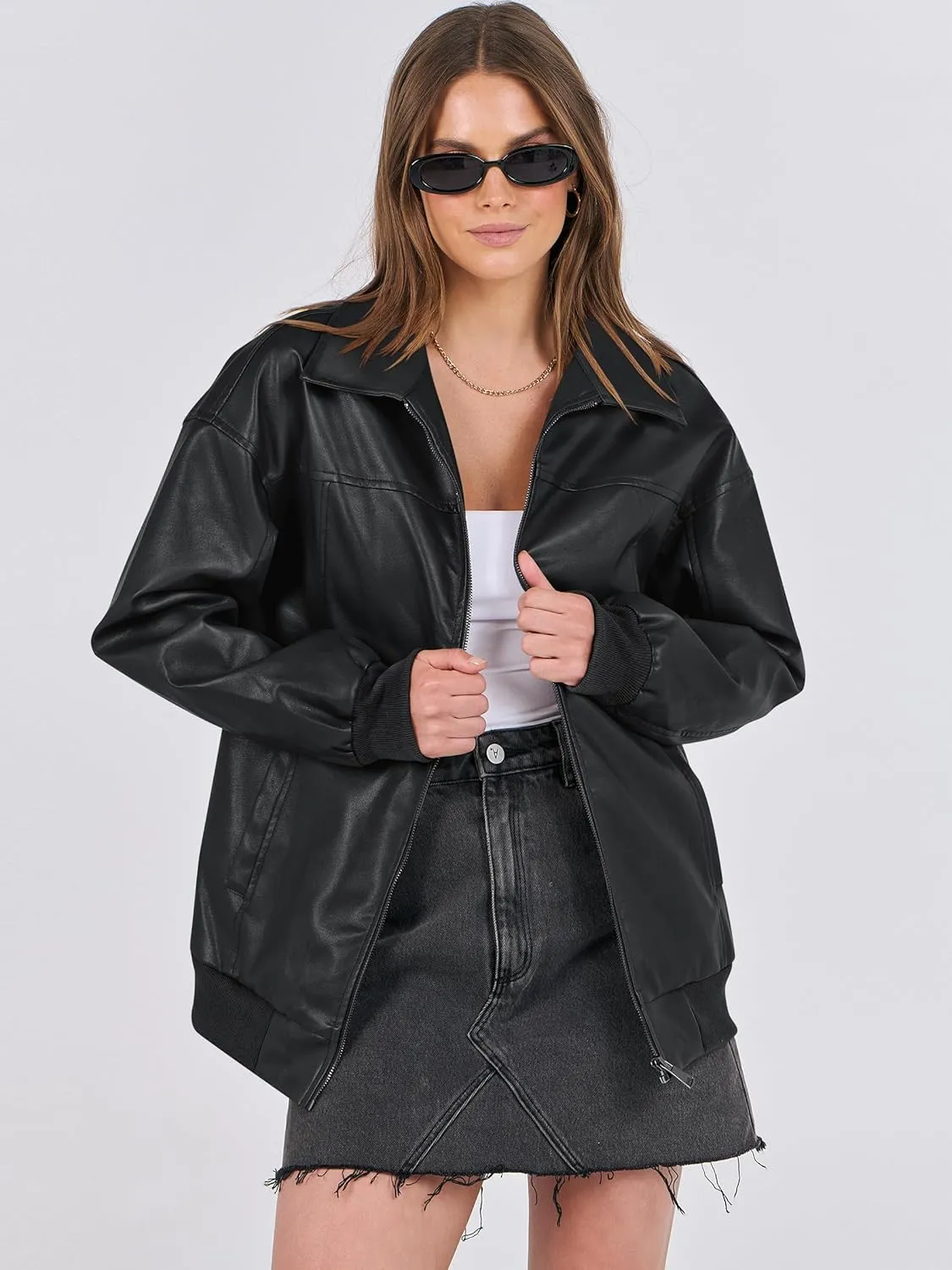 ANRABESS Womens Oversized Leather Jackets Faux Suede Fall Fashion Motorcycle Coats Winter Outfits Clothes 2025