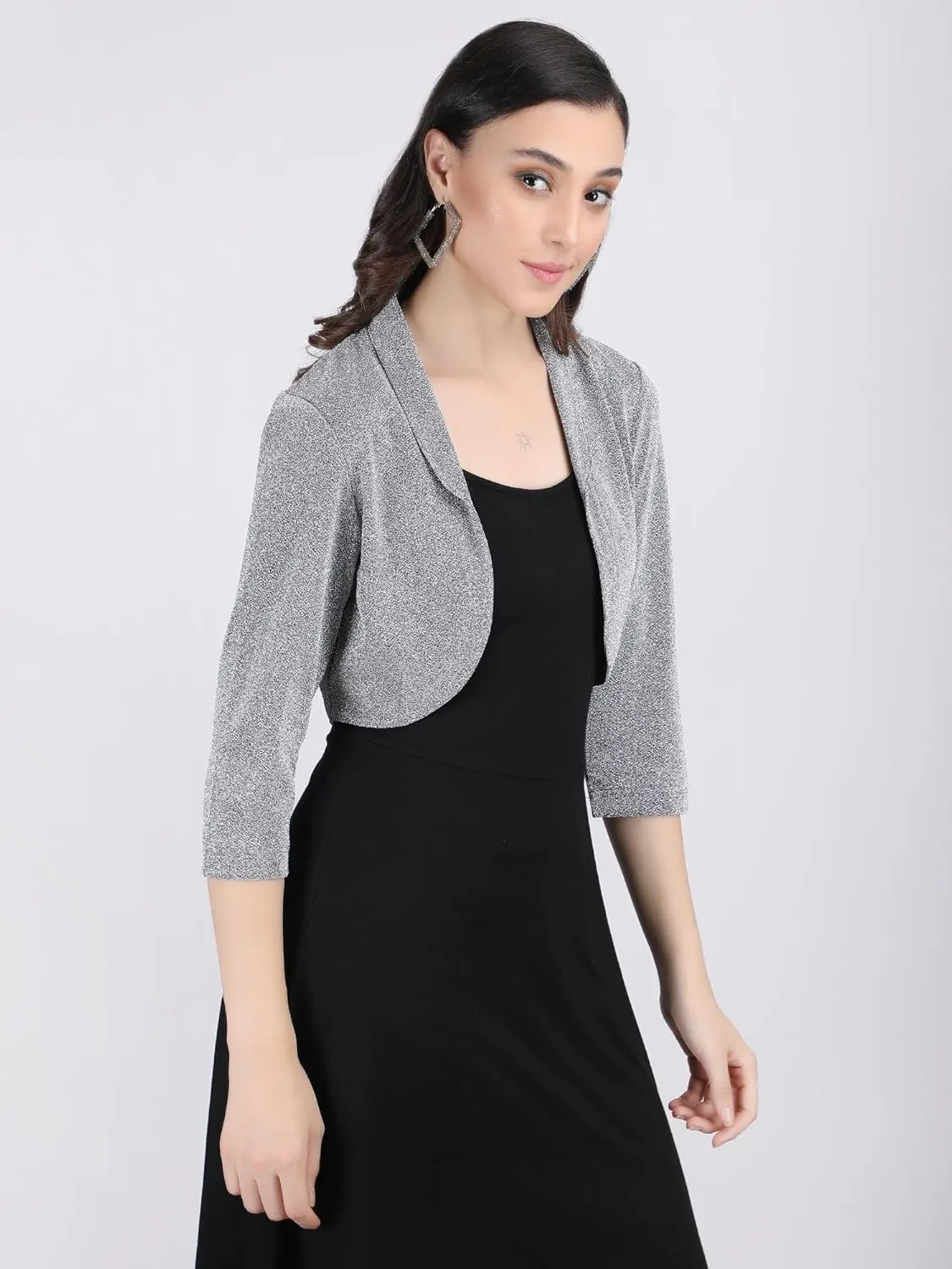 AOL Women's Short Lycra Shrug with Collar Neckline