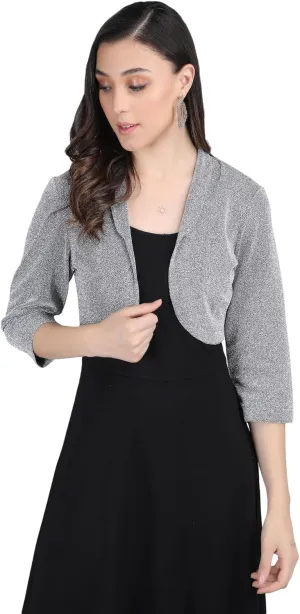 AOL Women's Short Lycra Shrug with Collar Neckline