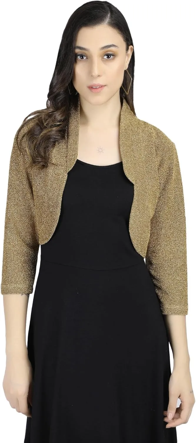 AOL Women's Short Lycra Shrug with Collar Neckline