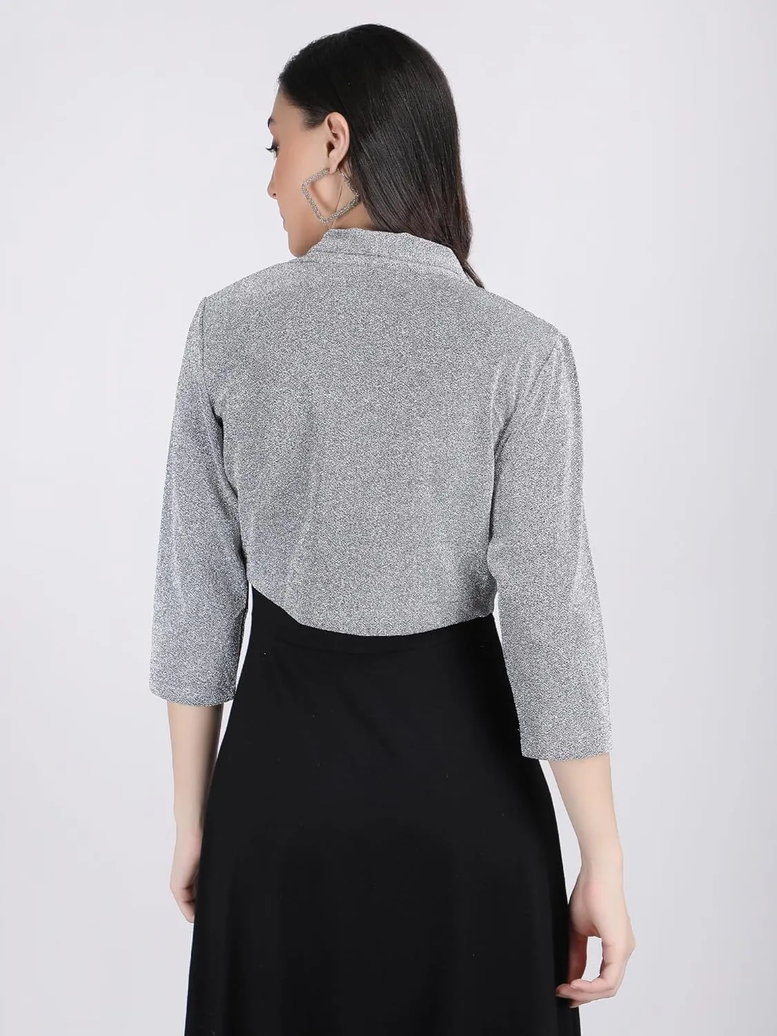 AOL Women's Short Lycra Shrug with Collar Neckline
