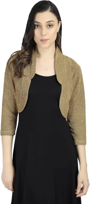 AOL Women's Short Lycra Shrug with Collar Neckline