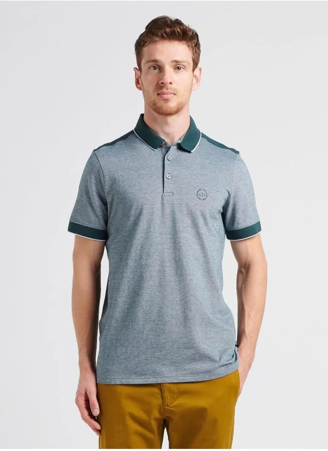Armani Exchange Men's Slim Fit Cotton Piquet Heathered Polo