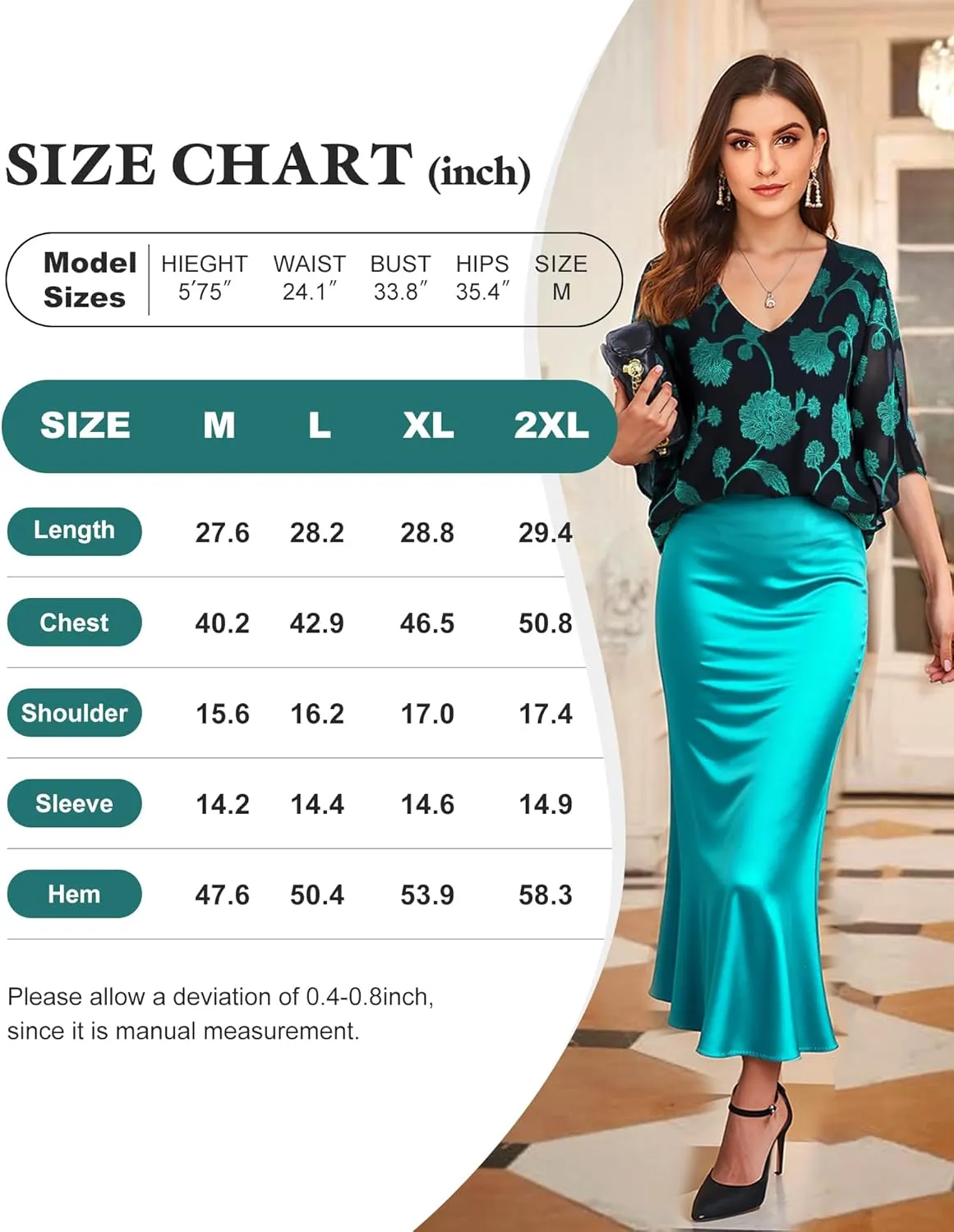 Bebonnie Womens Ruffle 3/4 Sleeve V Neck Double Layers Chiffon Blouses Dressy Tops