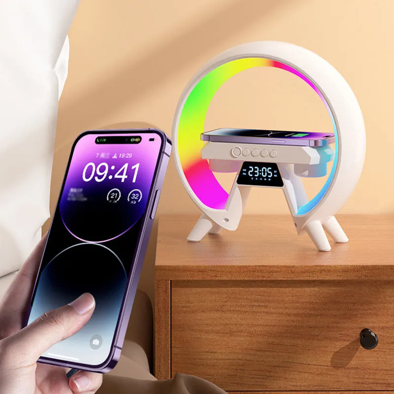 BLACK FRIDAY SALE 49% OFF!!Multifunctional Bluetooth Speaker - Colorful Atmosphere Light Wireless Charging and Clock All-in-one Machine