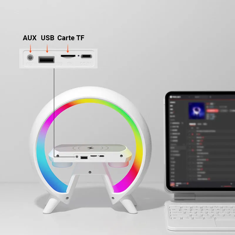BLACK FRIDAY SALE 49% OFF!!Multifunctional Bluetooth Speaker - Colorful Atmosphere Light Wireless Charging and Clock All-in-one Machine