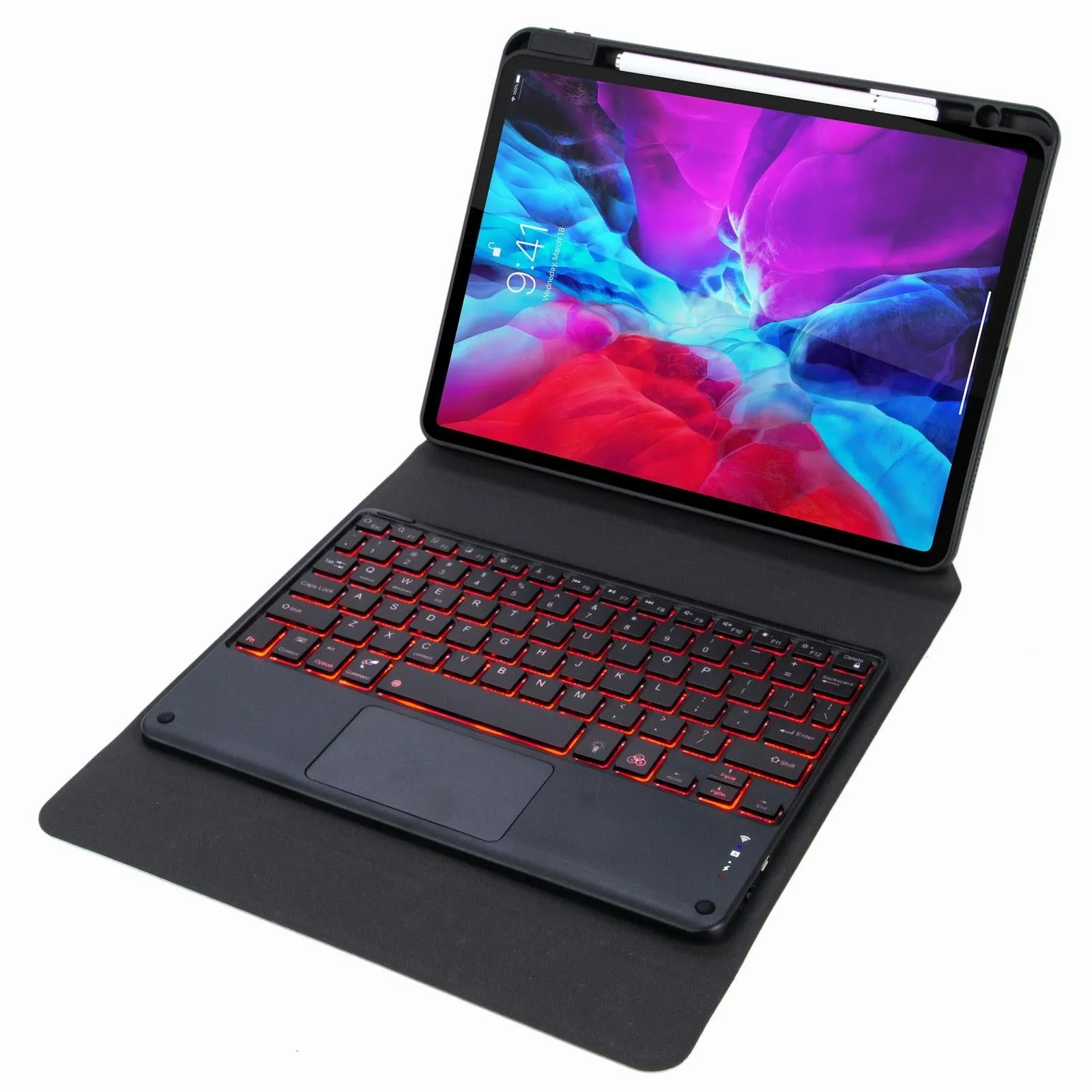 Bluetooth Keyboard Leather Case For Ipad 10.2 / Pro 10.5 - Touch Backlight Three-Fold Holder
