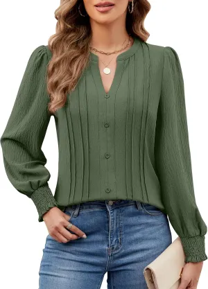 BMJL Womens Dressy Casual Blouses Business Casual Work Tops Long Sleeve Shirts 2024 Fall Outfits