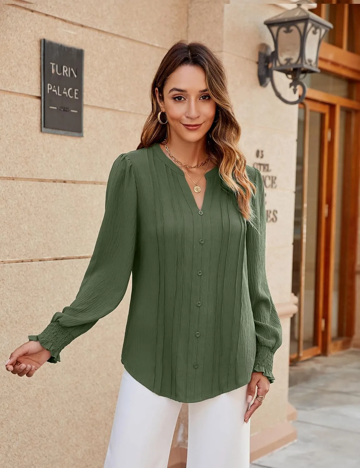 BMJL Womens Dressy Casual Blouses Business Casual Work Tops Long Sleeve Shirts 2024 Fall Outfits