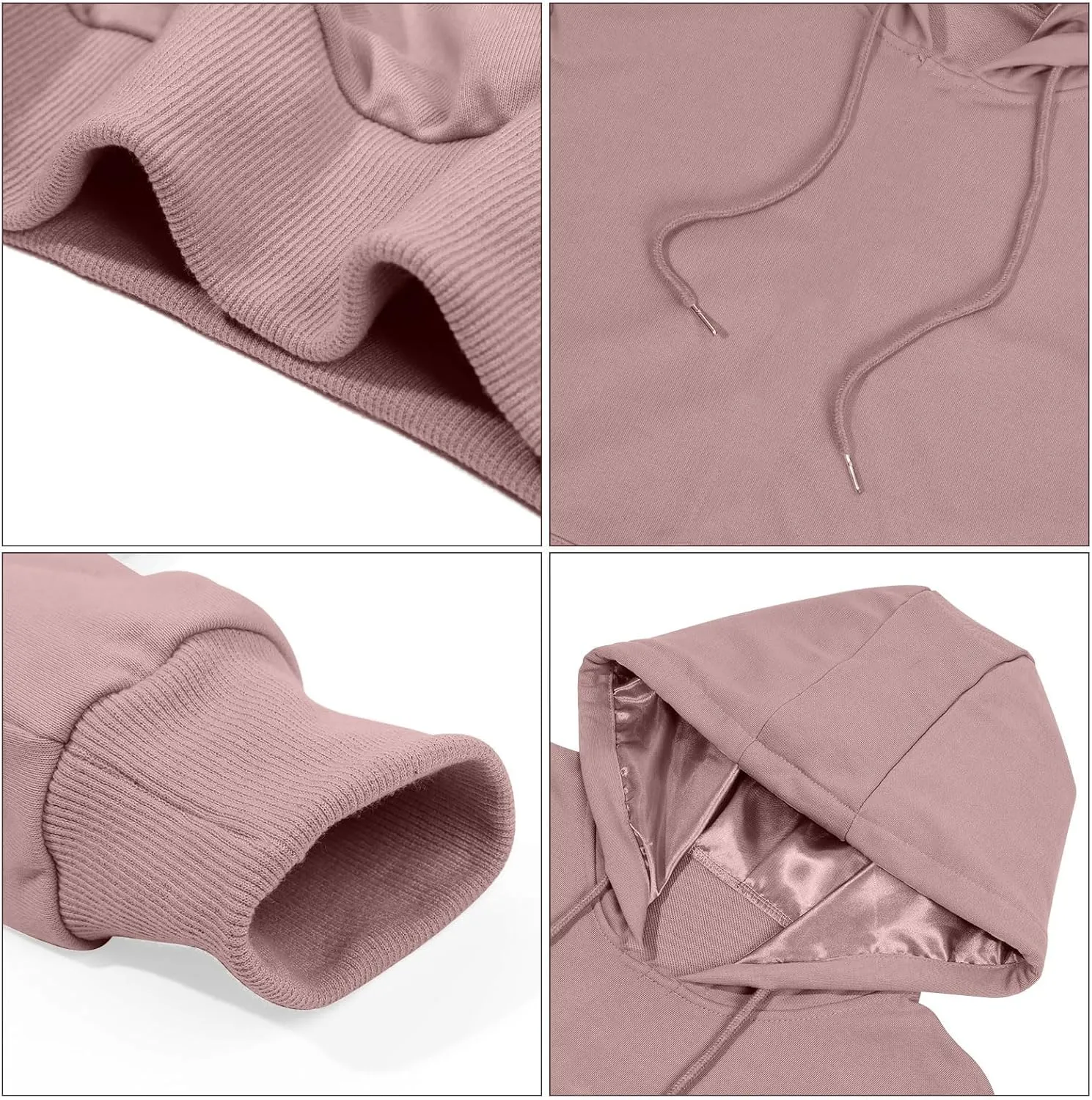 Bocianelli Womens Oversized Hoodies Satin lined Hoodies Oversized Sweatshirt Fall Sweaters Casual Y2K Jacket 2024 Clothes