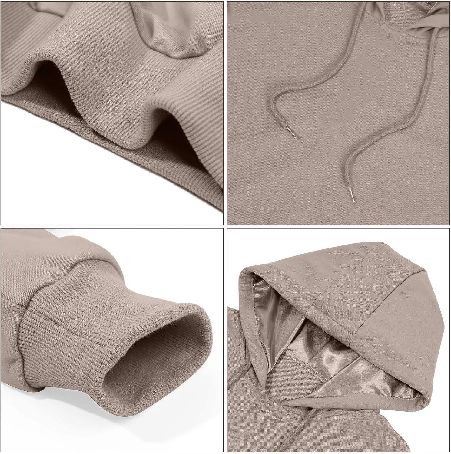 Bocianelli Womens Oversized Hoodies Satin lined Hoodies Oversized Sweatshirt Fall Sweaters Casual Y2K Jacket 2024 Clothes