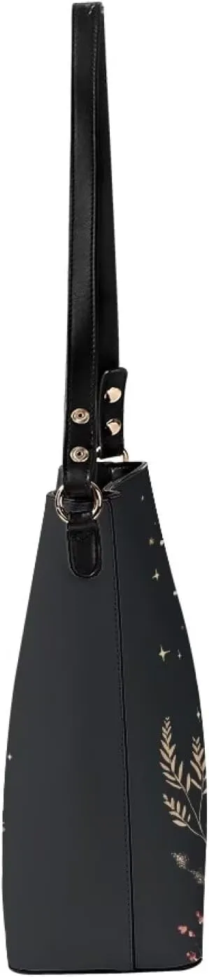 Boho Bags for Women Mushroom Graphic Leather Handbag Shoulder Crossbody Purse with Magnetic Snap and Strap