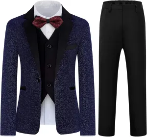 Boys Suit Slim Fit Tuxedo Suit for Kids 3 Piece Blazer Jackets Suit for Boy Ring Bearer Outfit