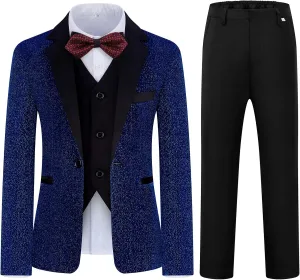 Boys Suit Slim Fit Tuxedo Suit for Kids 3 Piece Blazer Jackets Suit for Boy Ring Bearer Outfit