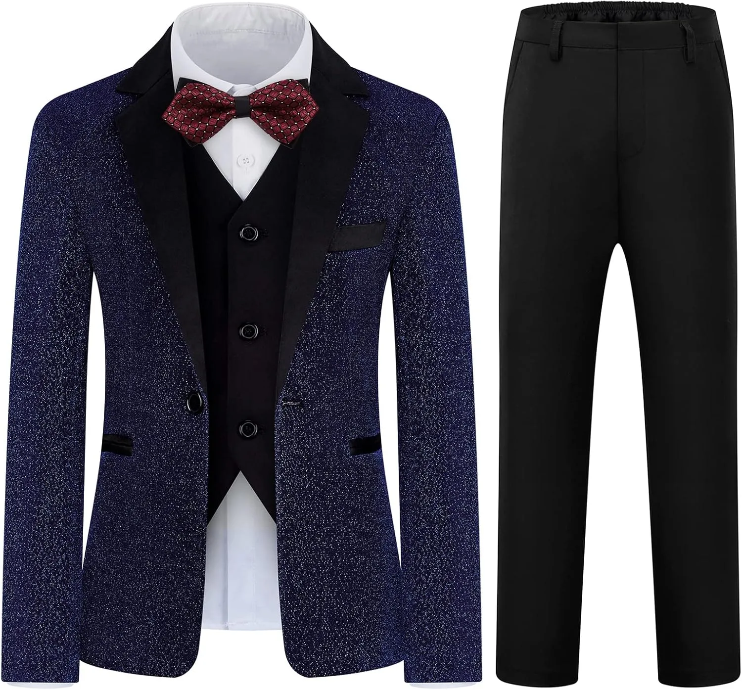 Boys Suit Slim Fit Tuxedo Suit for Kids 3 Piece Blazer Jackets Suit for Boy Ring Bearer Outfit