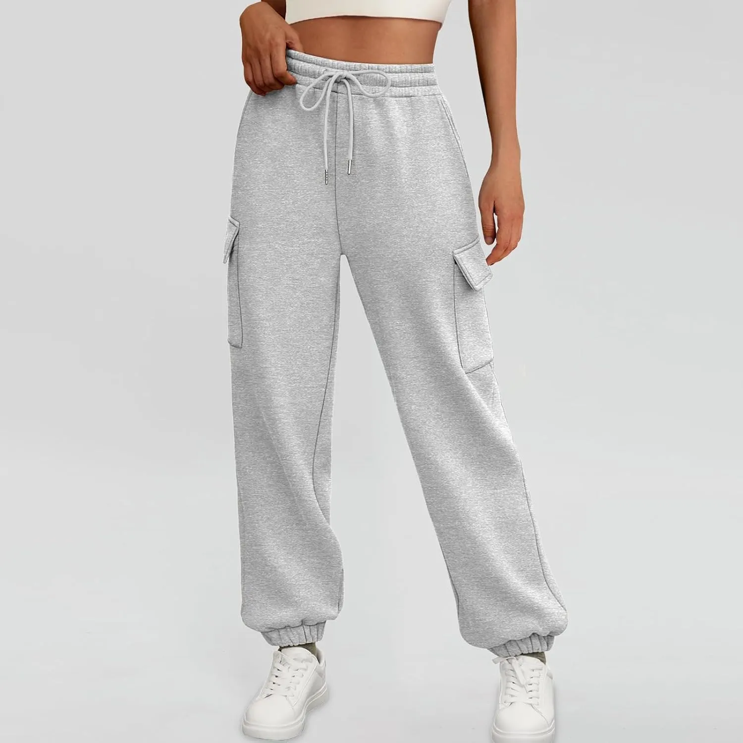 Cargo Sweatpants for Teen Girls Cinch Bottom Baggy Trousers High Waisted Soft with Pockets Lounge Pants Joggers Comfy