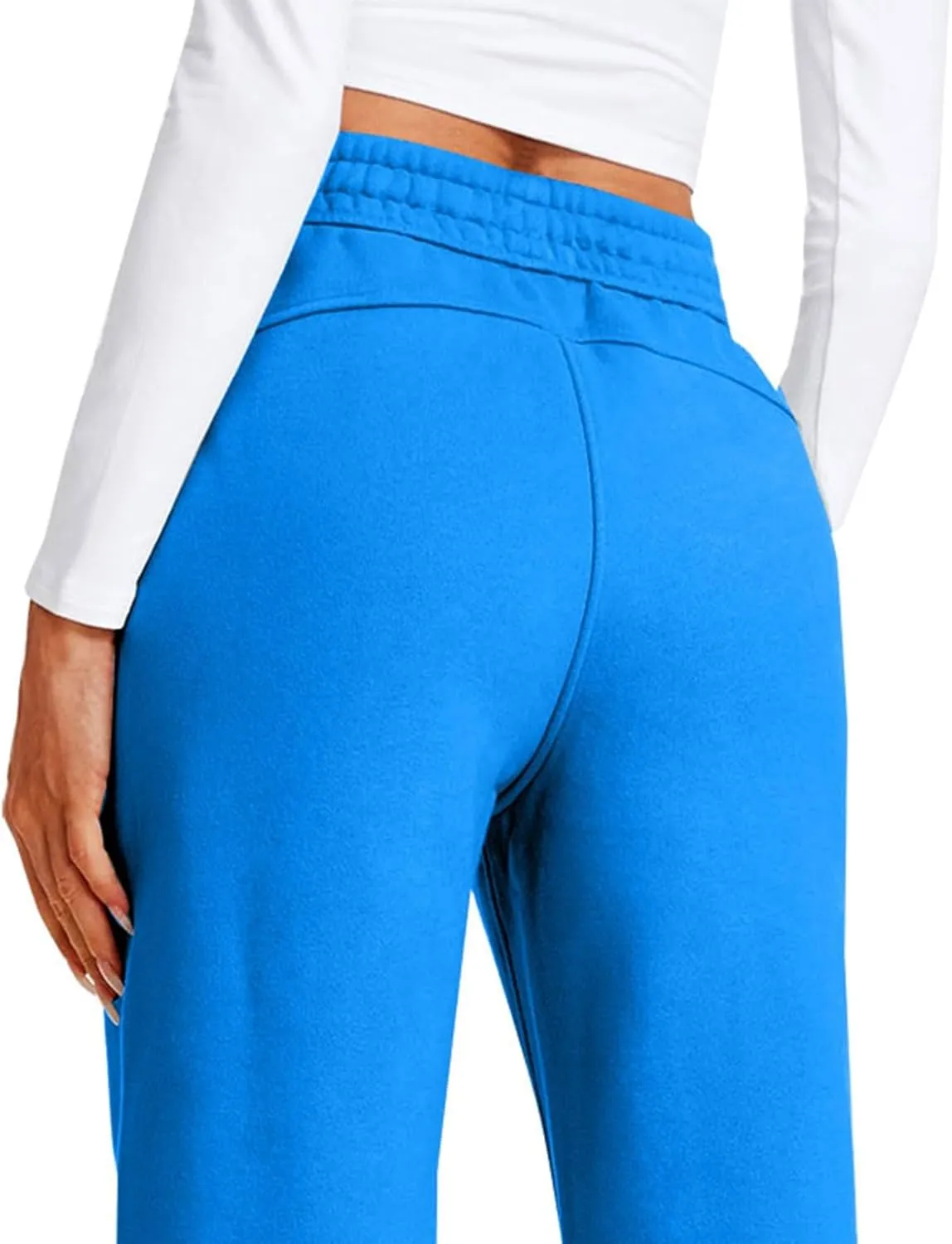 Casual High Waist Drawstring Straight Leg Trousers Loose Fit Comfy Workout Athletic Yoga Pants with Pockets for Women