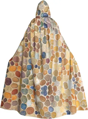 Cobblestone Print Long Cape Unisex Cloak With Hood Halloween Costume Cloak Adult Vampire Witch Cape