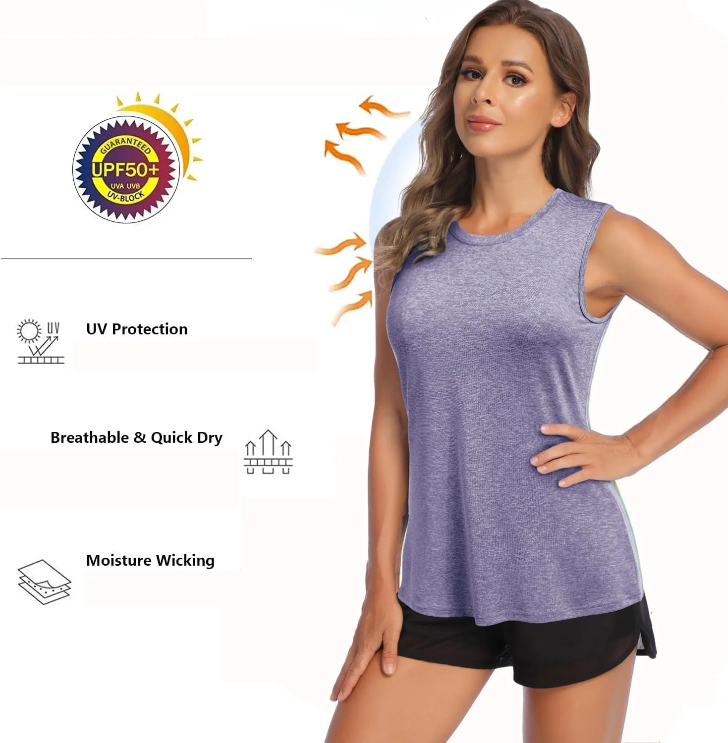 COOrun Women's Sleeveless Athletic Shirts Lightweight Sports Shirt Quick Dry Yoga Tank Tops Muscle Tank