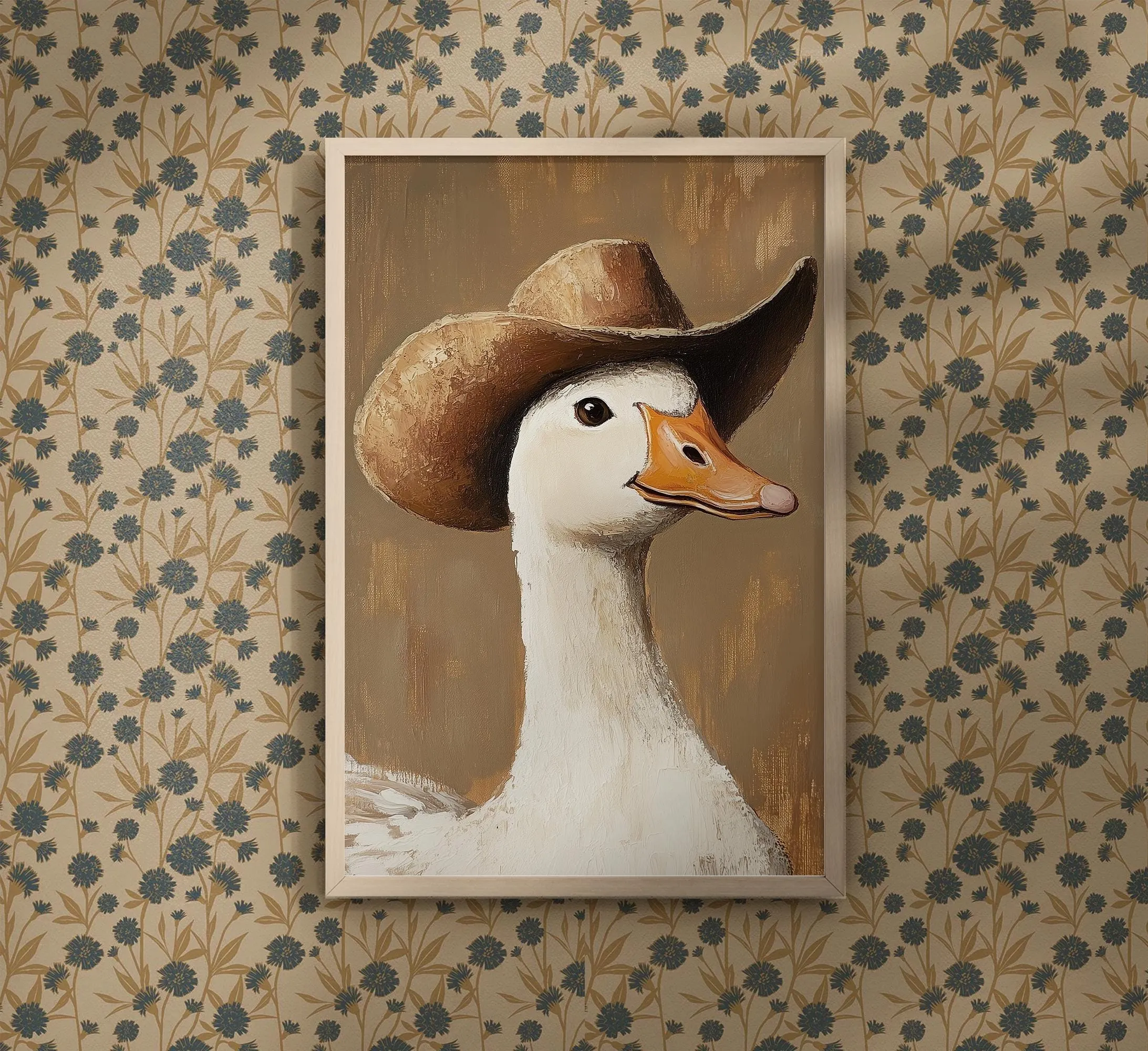 Cowboy Goose Art Print, Dog, Cat, Raccoon, Fox, Silly Boy Room Wall Art, Baby Shower Gift, Animal Theme Nursery Wall Art, Nursery Decor, 149