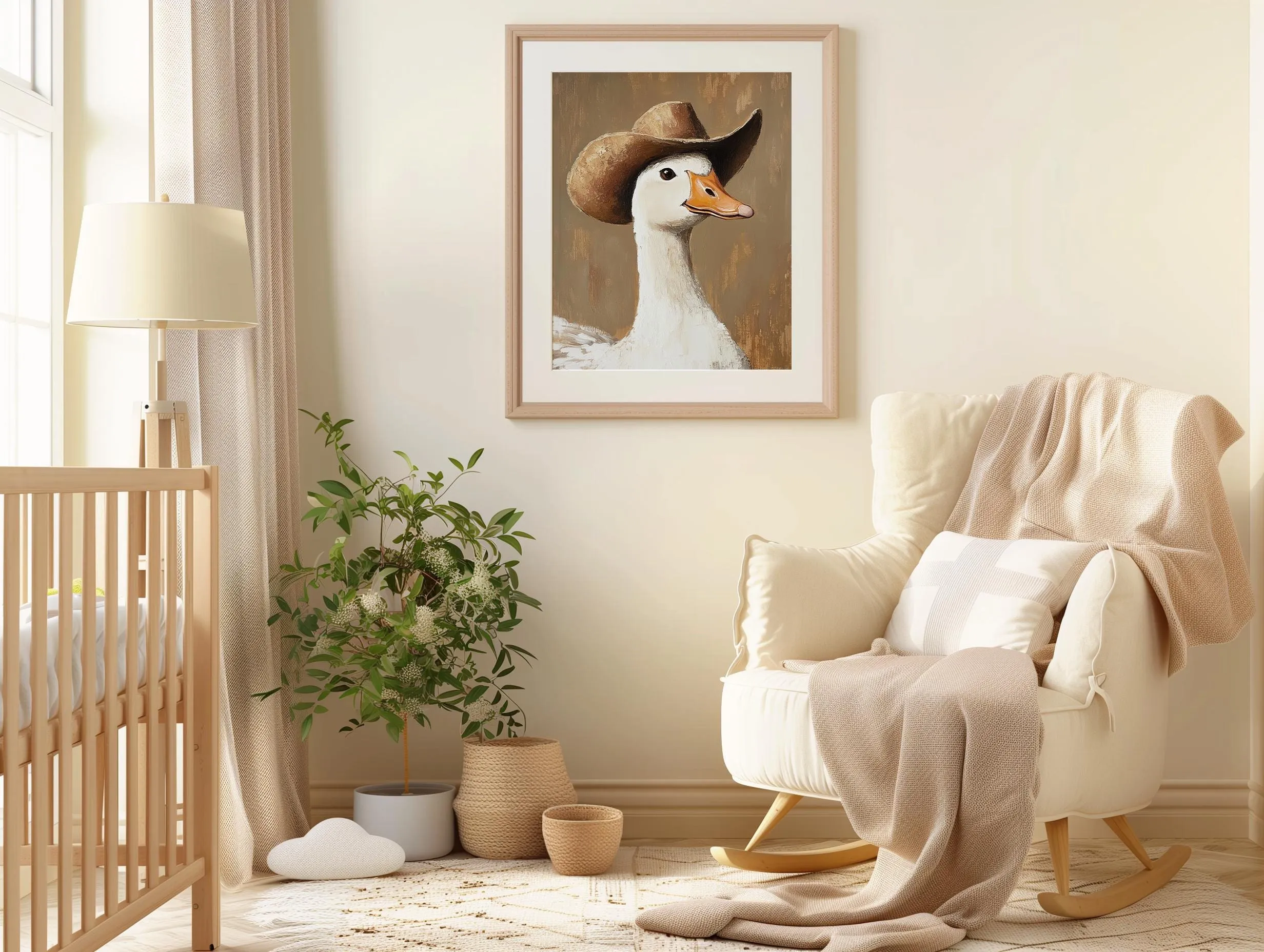 Cowboy Goose Art Print, Dog, Cat, Raccoon, Fox, Silly Boy Room Wall Art, Baby Shower Gift, Animal Theme Nursery Wall Art, Nursery Decor, 149