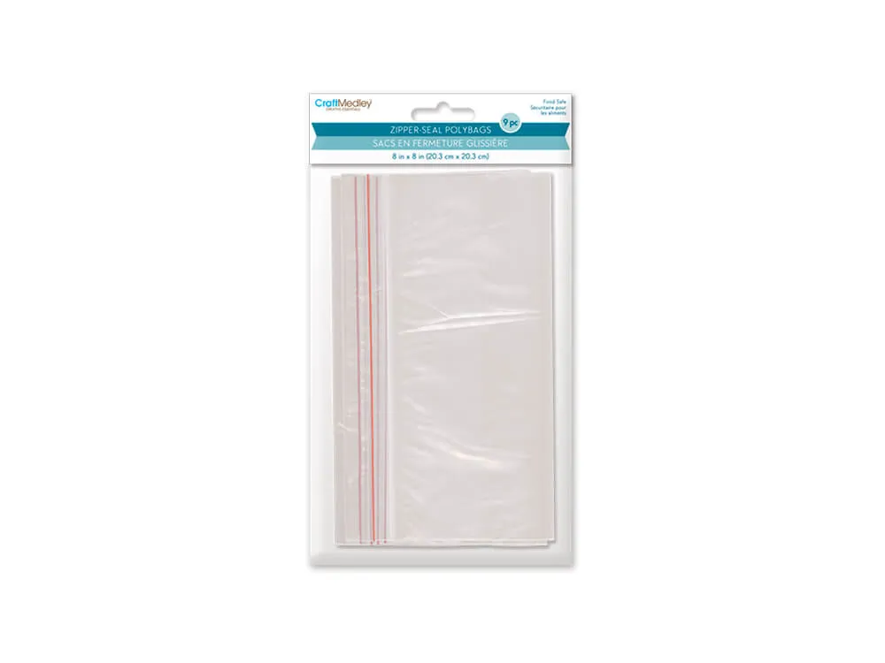 Craft Medley: Zipper-Seal Polybags, 8in x 8in, 9pc