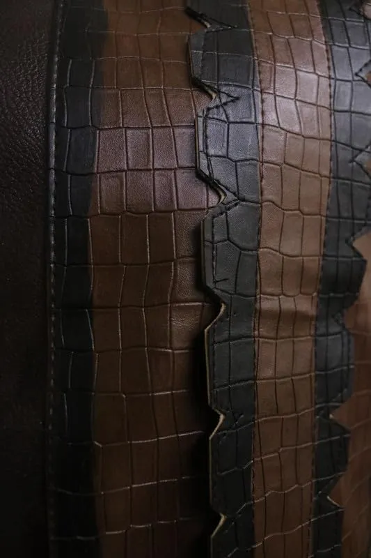 Crocodile Textured Brown Dundee Vest - Danny McBride Faux Leather Brown Crocodile Pattern Vest
